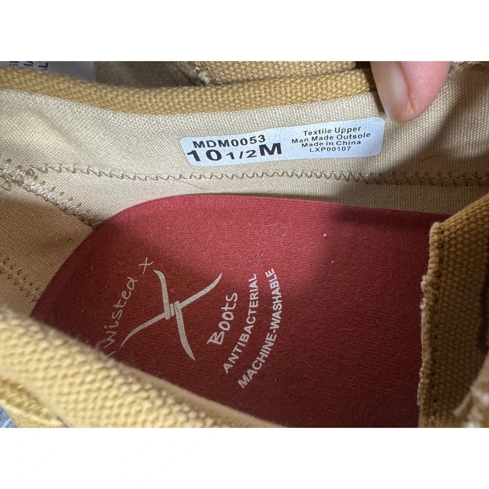 Twisted X Mens Tan Canvas Driving Loafers Boat Shoes MDM0053 Tan 10.5 M